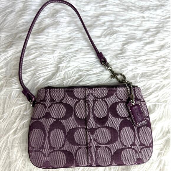 COACH y2k Purple Signature Canvas Wristlet - Picture 1 of 8